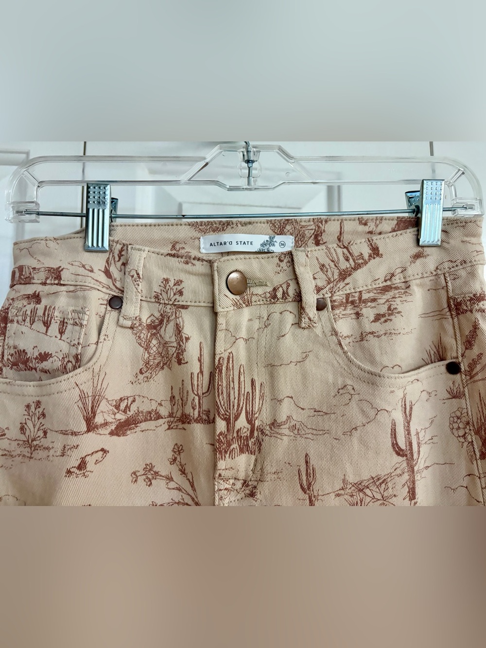 Altar'd State Beige Desert-Print Wide Leg Chinos - Picture 3 of 6